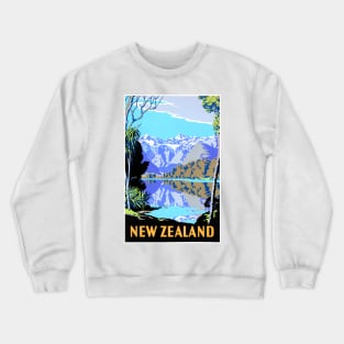 Vintage Travel Poster New Zealand Crewneck Sweatshirt